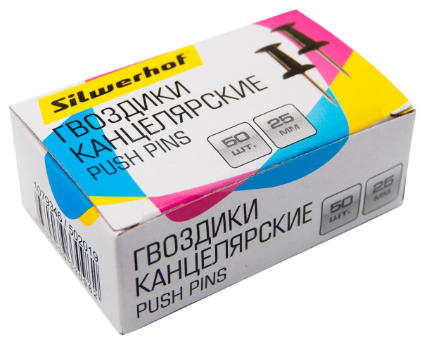 Гвоздики Silwerhof 502019 металл l=25мм черный (упак.:50шт) картонная коробка
