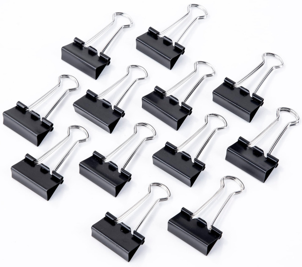 Зажимы Deli E38564 металл 25мм черный (упак.:12шт) картонная коробка