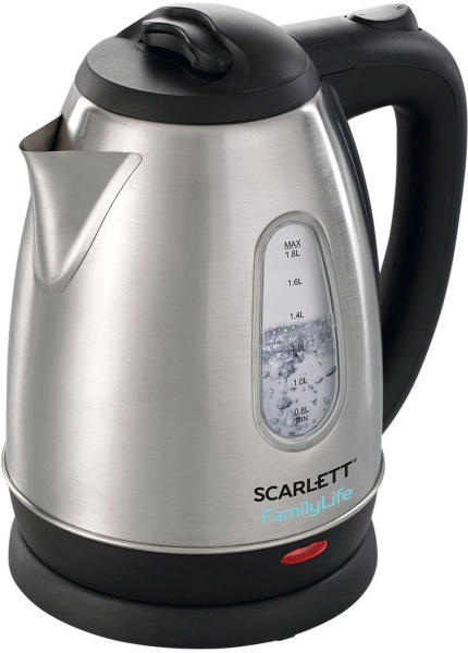 Чайник электрический Scarlett SC-EK21S20 1.8л. 1600Вт черный/серебристый (корпус: металл)