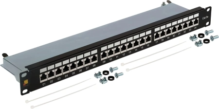 Патч-панель Lanmaster LAN-PPL24S5E 19" 1U 24xRJ45 кат.5E