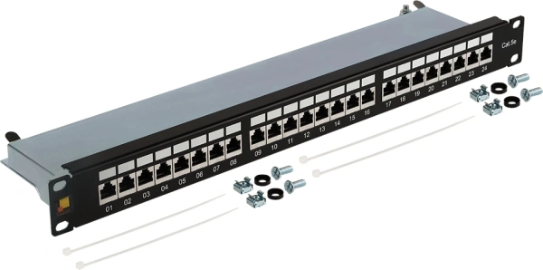 Патч-панель Lanmaster LAN-PPL24S5E 19" 1U 24xRJ45 кат.5E