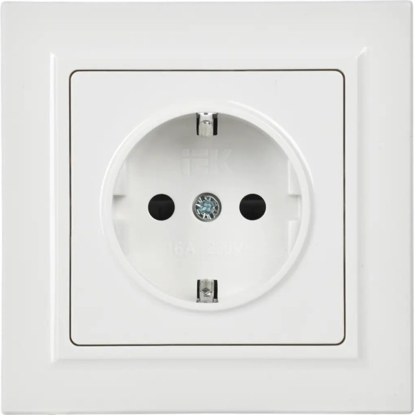 Розетка силов. IEK Brite РСР14-1-0-БрБ BR-R14-16-K01-F одинар. скрыт. зазем. штор. IP20 белый (упак.:1шт)