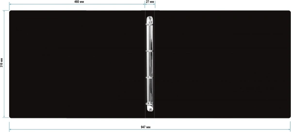 Папка на 4-х кольцах Бюрократ -0827GA3BLCK A3 гориз. пластик 0.8мм кор.27мм черный