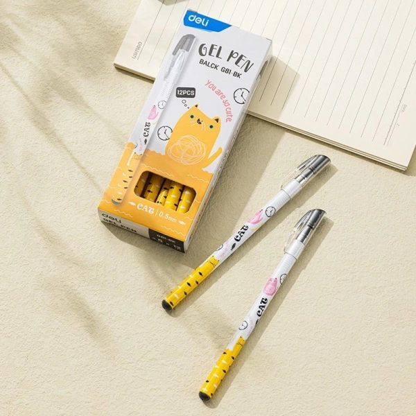 Ручка гелев. Deli EG81-BK корп.ассорти чернила черн. игловидный пиш. наконечник линия 0.5мм