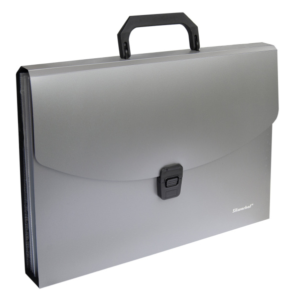 Портфель Silwerhof Perlen 322716-01 6 отдел. A4 пластик серебристый металлик
