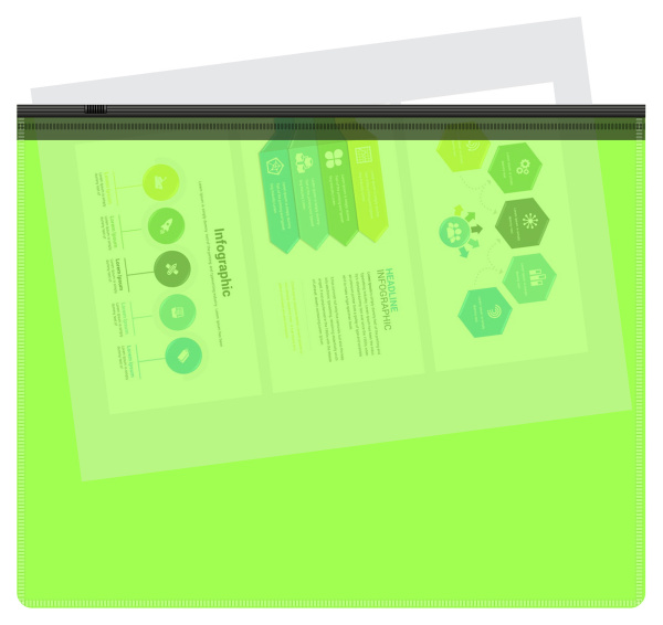 Папка на молнии ZIP Бюрократ Double Neon DNEBPM5ALETTBL A5 полипропилен 0.15мм салатовый цвет молнии черный