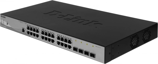Коммутатор D-Link DGS-1210-28P/ME/B2A (L2) 24x1Гбит/с 4xКомбо(1000BASE-T/SFP) 24PoE 193W настраиваемый