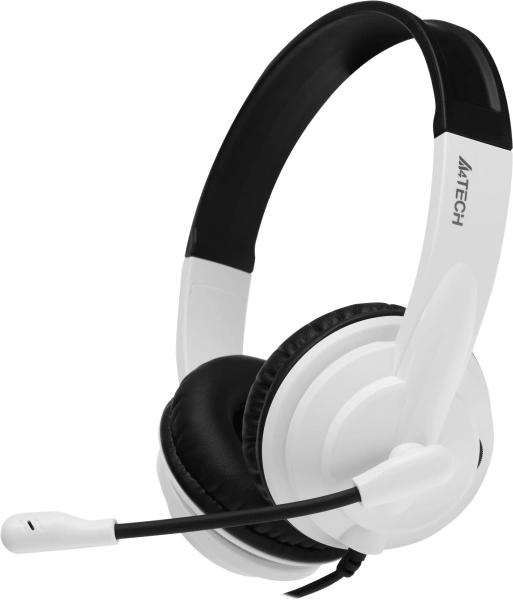 Наушники с микрофоном A4Tech HS-10 черный/белый 2м накладные оголовье (HS-10/3.5MM PLUG/BLACK + WHITE)