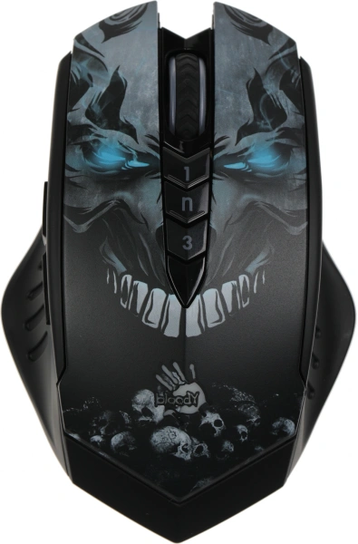Мышь A4Tech Bloody R80 Plus Skull черный/рисунок оптическая (5000dpi) беспроводная USB (7but)