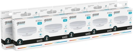 Лампа светодиодная Gauss Elementary 11Вт цок.:GX53 таблетка 220B св.свеч.бел.нейт. Tablet (упак.:10шт) (83821)