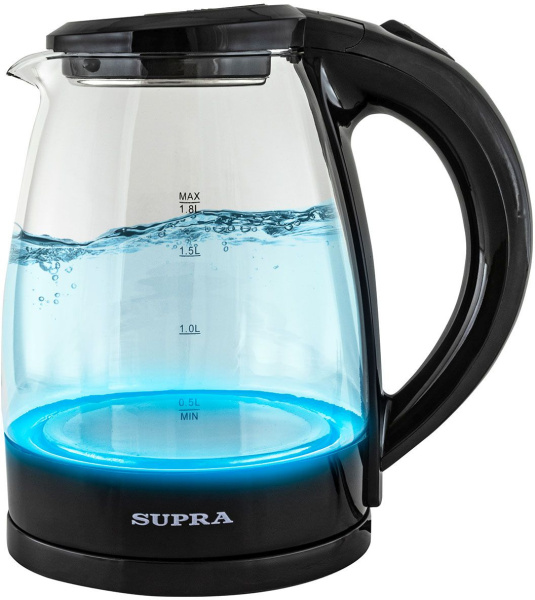 Чайник электрический Supra KES-1853G 1.8л. 1500Вт черный/прозрачный корпус: стекло/пластик