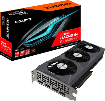 Видеокарта Gigabyte PCI-E 4.0 GV-R66EAGLE-8GD AMD Radeon RX 6600 8192Mb 128 GDDR6 2044/14000 HDMIx2 DPx2 HDCP Ret