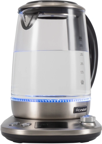 Чайник электрический Rondell RDE-1003 1.7л. 2200Вт черный корпус: стекло/металл