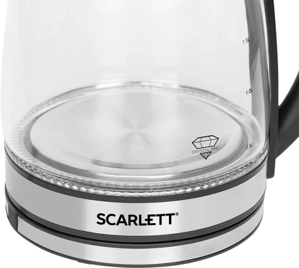 Чайник электрический Scarlett SC-EK27G54 1.7л. 1800Вт серебристый/черный корпус: нерж.сталь/стекло