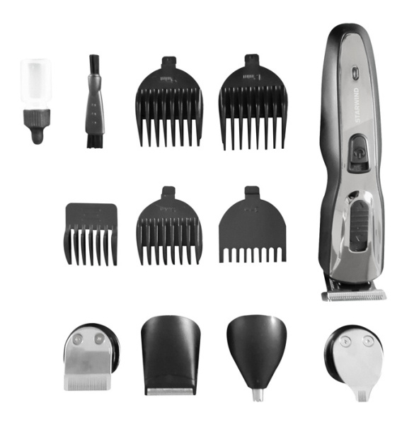 Машинка для стрижки Starwind SBC1900 черный/серебристый (насадок в компл:9шт)