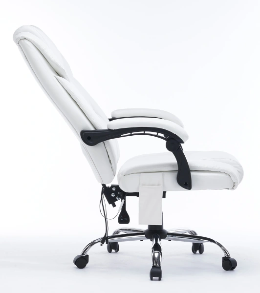 Кресло Cactus с вибромассажем CS-CHR-OC02M-WT белый эко.кожа крестов. сталь