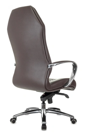 Кресло руководителя Бюрократ _Aura коричневый кожа крестов. алюминий