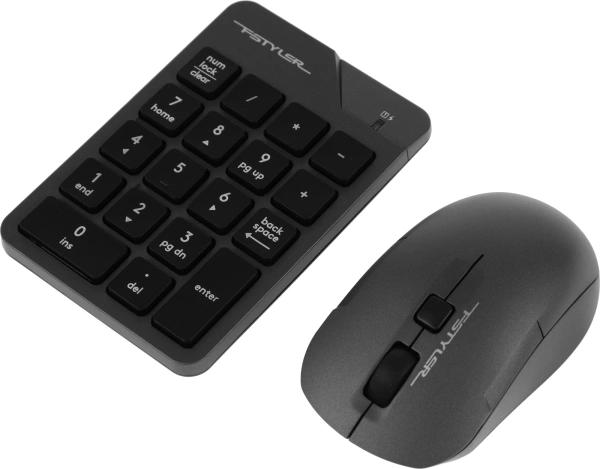Числовой блок + мышь A4Tech Fstyler FG1600C Air клав:серый мышь:серый/черный USB беспроводная slim (FG1600C)