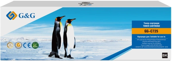 Картридж лазерный G&G GG-C725 черный (1600стр.) для Canon imageCLASS MF3010 MFP/LBP-6000/6000B/6020/6020B/MF-3010, LJ P1102/1102w Pro M1130/1212 HP