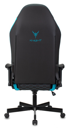 Кресло игровое Knight Neon черный/голубой соты эко.кожа с подголов. крестов. металл