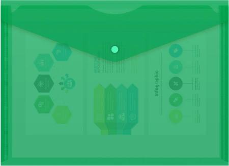 Конверт на кнопке Бюрократ -PK803AGRN A4 пластик 0.18мм зеленый