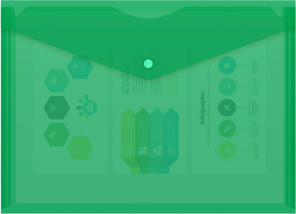 Конверт на кнопке Бюрократ -PK803AGRN A4 пластик 0.18мм зеленый