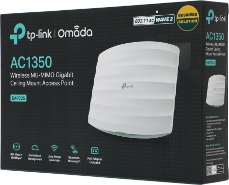 Точка доступа TP-Link EAP225 AC1350 10/100/1000BASE-TX белый