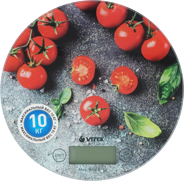 Весы кухонные электронные Vitek VT-8036 макс.вес:10кг серый/помидоры
