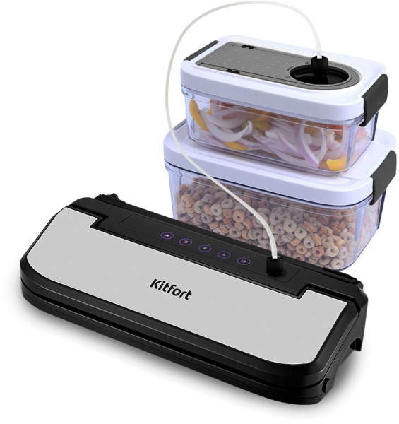 Вакуумный упаковщик Kitfort КТ-1516 150Вт серебристый/черный
