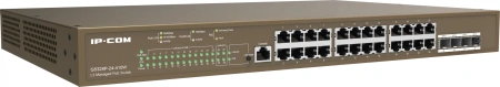 Коммутатор IP-Com G5328P-24-410W (L3) 24x1Гбит/с 4xКомбо(1000BASE-T/SFP) 4SFP 24PoE 370W управляемый
