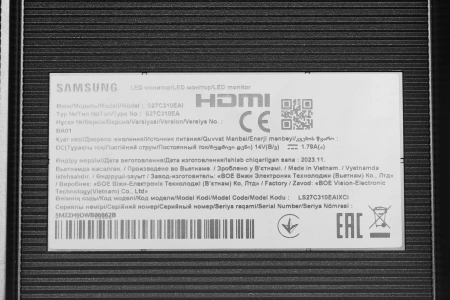 Монитор Samsung 27" S27C310EAI черный IPS LED 16:9 HDMI матовая 250cd 178гр/178гр 1920x1080 75Hz FreeSync VGA FHD 3.8кг