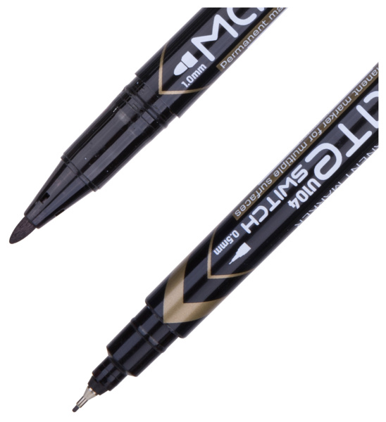 Маркер перманентный Deli EU10420 Mate двойной пиш. наконечник 0.5-1мм черный