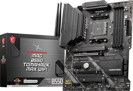Материнская плата MSI MAG B550 TOMAHAWK MAX WIFI Soc-AM4 AMD B550 4xDDR4 ATX AC`97 8ch(7.1) 2.5Gg RAID+HDMI+DP