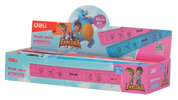Линейка Deli EG01302 Explora пластик дл.20см ассорти пластиковый пакет с европодв.