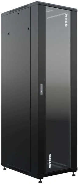 Шкаф серверный NTSS Премиум (NTSS-R42U6080GS-BL) напольный 42U 600x800мм пер.дв.стекл металл 900кг черный 710мм 99кг 1987мм IP20 сталь
