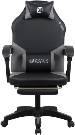 Кресло игровое Оклик Cooldown черный/серый ПВХ/полиуретан крестов. пластик подст.для ног