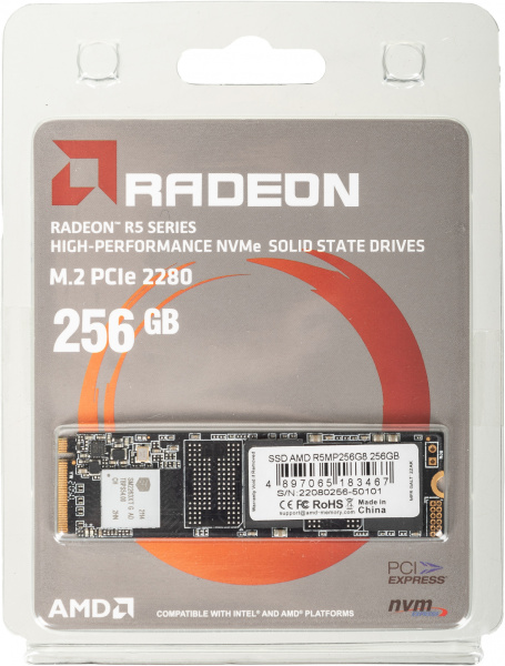 Накопитель SSD AMD PCI-E 3.0 x4 256Gb R5MP256G8 Radeon M.2 2280