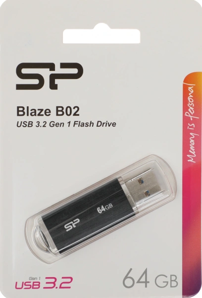 Флеш Диск Silicon Power 64Gb Blaze B02 SP064GBUF3B02V1K USB3.1 черный
