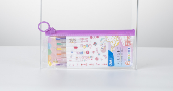 Набор ручек гелев. Deli Delight EG118-6C d=0.5мм ассор. черн. (6шт) автом.