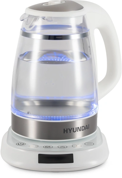 Чайник Hyundai HYK-G5507 1.7л. 2200Вт белый/серебристый (стекло)