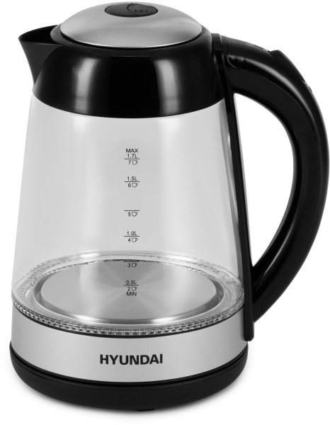 Чайник электрический Hyundai HYK-G3803 1.7л. 2200Вт черный/серебристый (корпус: стекло)