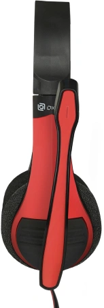 Наушники с микрофоном Оклик HS-M150 черный/красный 2.2м накладные оголовье (359486)