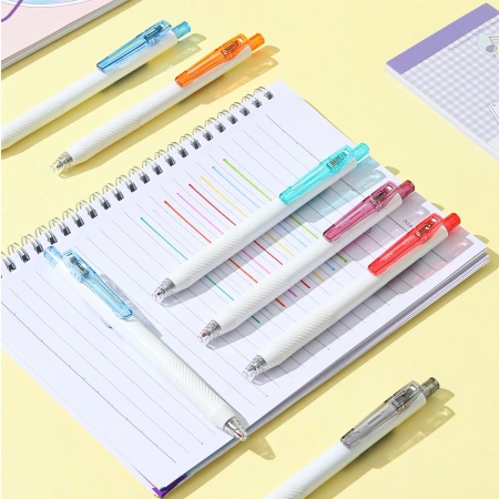 Ручка гелев. Deli EG22-RD авт. корп.белый/красный d=0.5мм чернила красн.