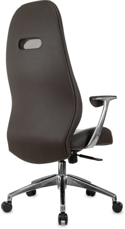 Кресло руководителя Бюрократ _Zen коричневый кожа крестов. алюминий