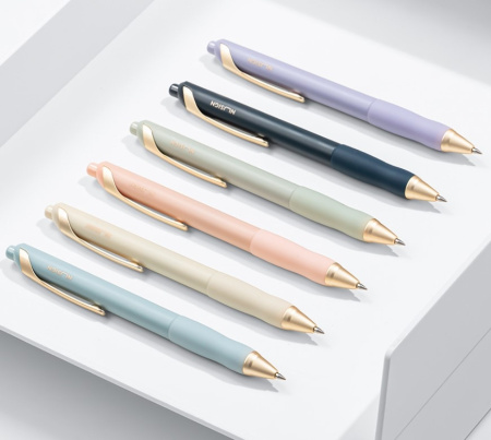 Набор ручек гелев. Deli Nusign (NS666-BK-P) корп.ассорти чернила черн. кор.карт. (12шт) линия 0.5мм