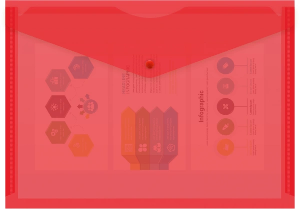 Конверт на кнопке Бюрократ -PK803ARED A4 пластик 0.18мм красный