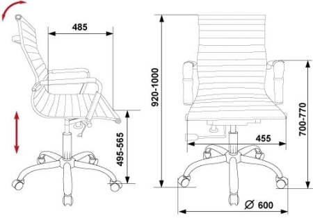 Кресло руководителя Бюрократ CH-883-LOW слоновая кость эко.кожа низк.спин. крестов. металл хром