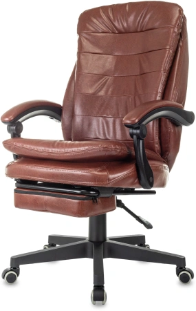 Кресло руководителя Бюрократ T-9950MSG-F коричневый эко.кожа крестов. пластик подст.для ног