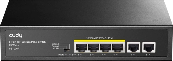 Коммутатор Cudy FS1006P 6x100Мбит/с 6PoE+ неуправляемый