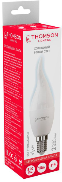 Лампа светодиодная Thomson TH-B2313 10Вт цок.:E14 свеча 220B 6500K св.свеч.бел.хол. Tail Candle (упак.:1шт)